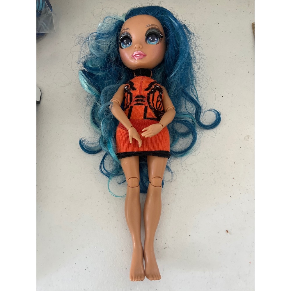 Rainbow High Hali Capri Doll Pacific Coast Blue Hair Orange Knit Dress